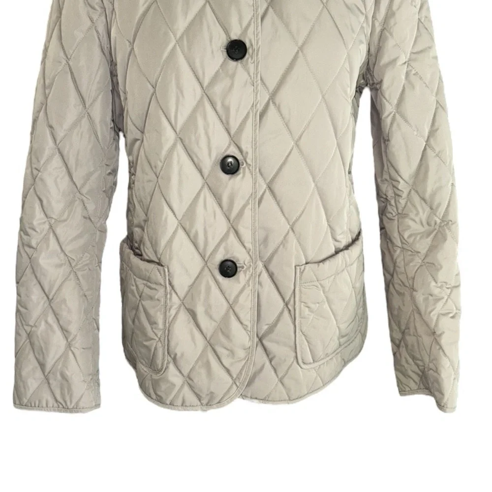 Lafayette 148 New York Beige Khaki Quilted Jacket Coat - M